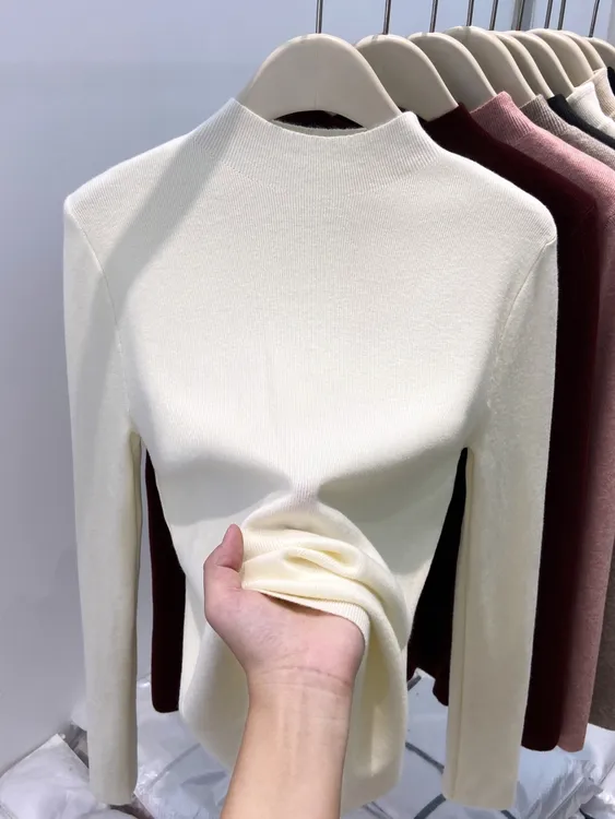半高领软糯针织衫女2025秋冬新款修身套头毛衣洋气内搭打底衫上衣