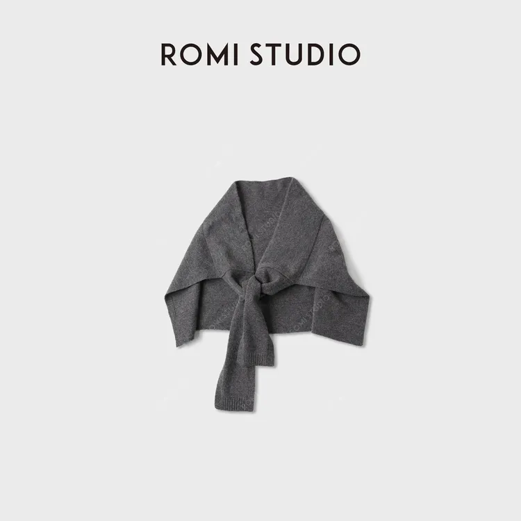 ROMI STUDIO“优雅百搭”100%羊毛空转罗纹保暖披肩围巾 RWCAPT6232