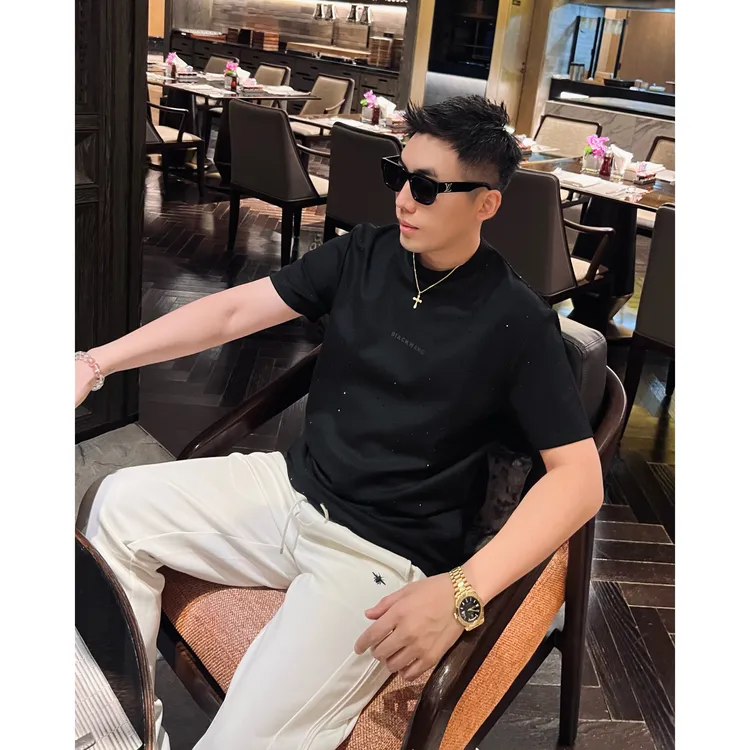 【闪亮星空】BLACKWANG25春夏立体奥钻时尚短袖T恤男士百搭半袖