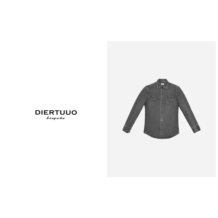 DIERTUUO迪途-24227男士早春经典时尚百搭潮流水洗牛仔休闲衬衫