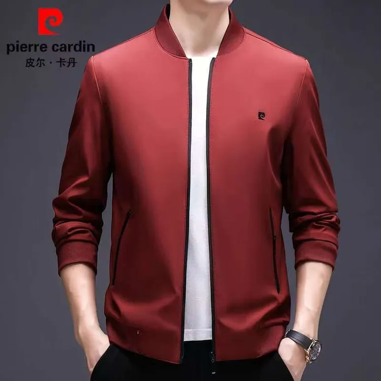 皮尔卡丹秋季新款秋季休闲男百外套男士行政夹克商务棒球领夹克