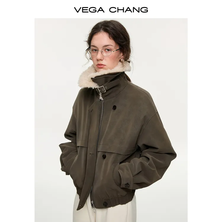 【暖棕麂韵】VEGACHANG短款夹克外套女2025冬复古百搭外套0113JJ