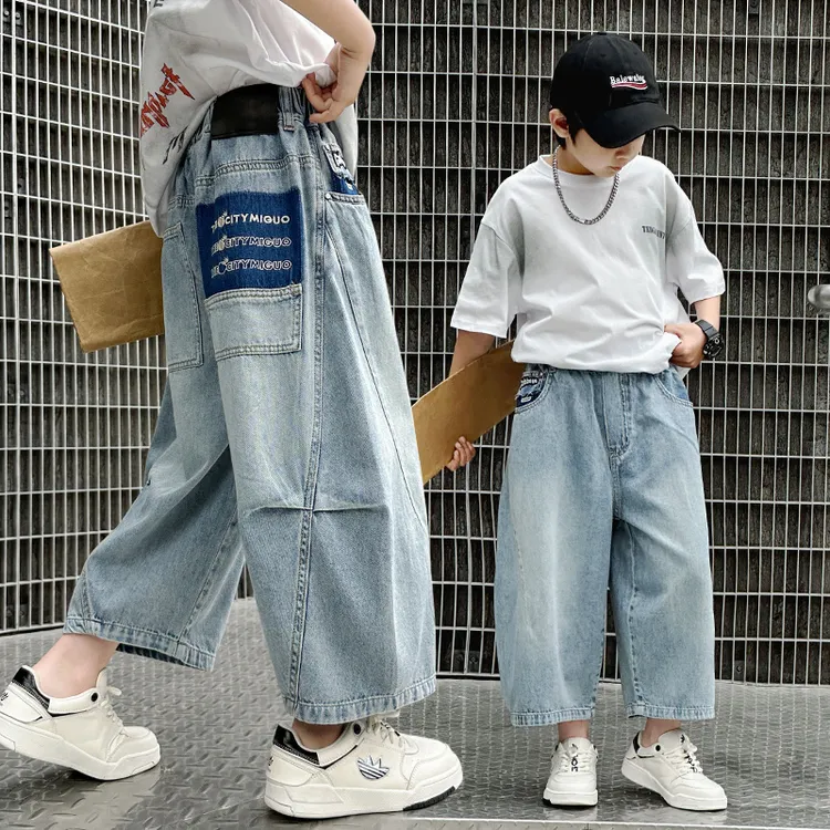 男童夏季牛仔裤童装短裤新款儿童中大童薄款休闲男孩夏款七分裤潮