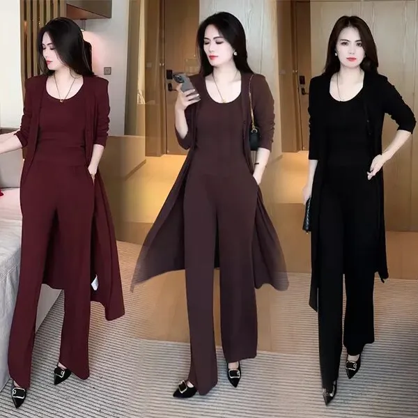 【季颜品牌】秋季新款针织三件套气质显瘦时尚洋气时尚减龄套装33