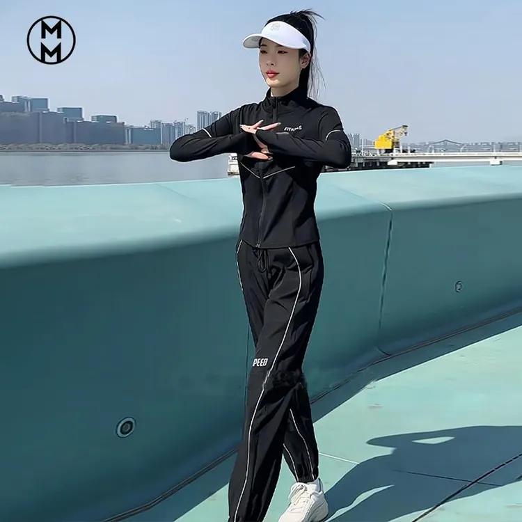 春夏新款减龄显瘦休闲运动跑步训练服薄外套裤子穿搭配一整套装女