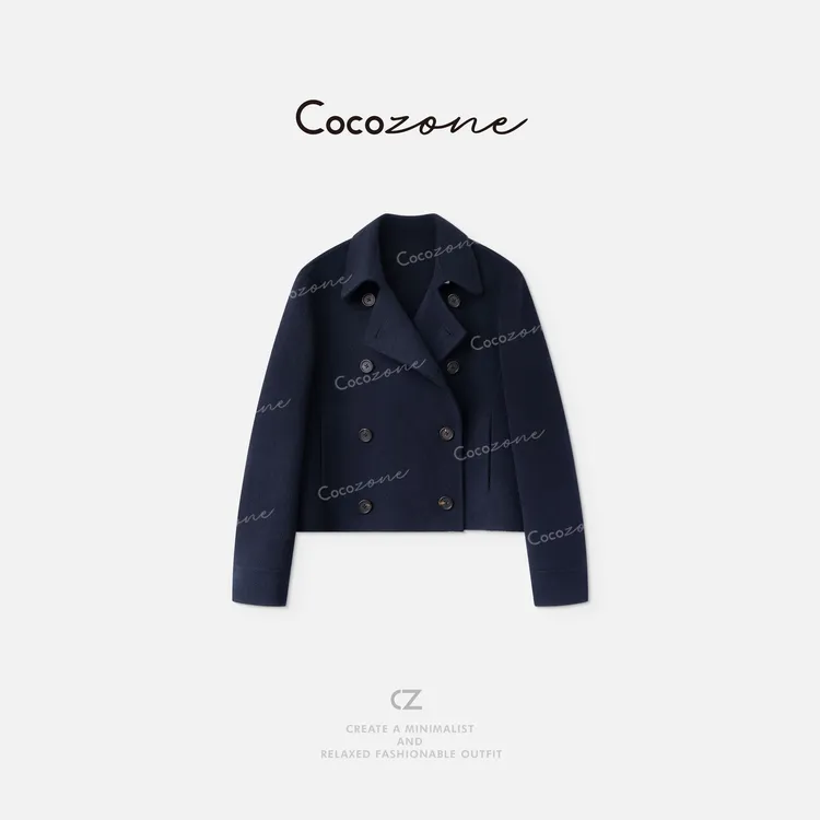 COCO ZONE刘一一 “双排扣大衣”羊绒绵羊毛混纺外套 CD2A1652