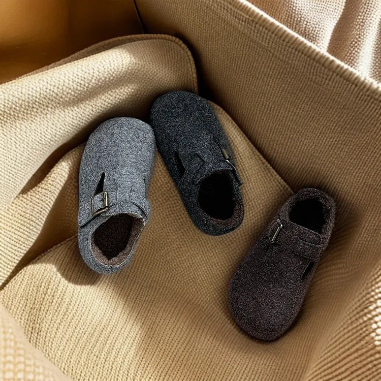 儿童毛毛鞋二棉鞋秋冬新款女童粗毛呢加绒勃肯鞋韩版休闲保暖童鞋