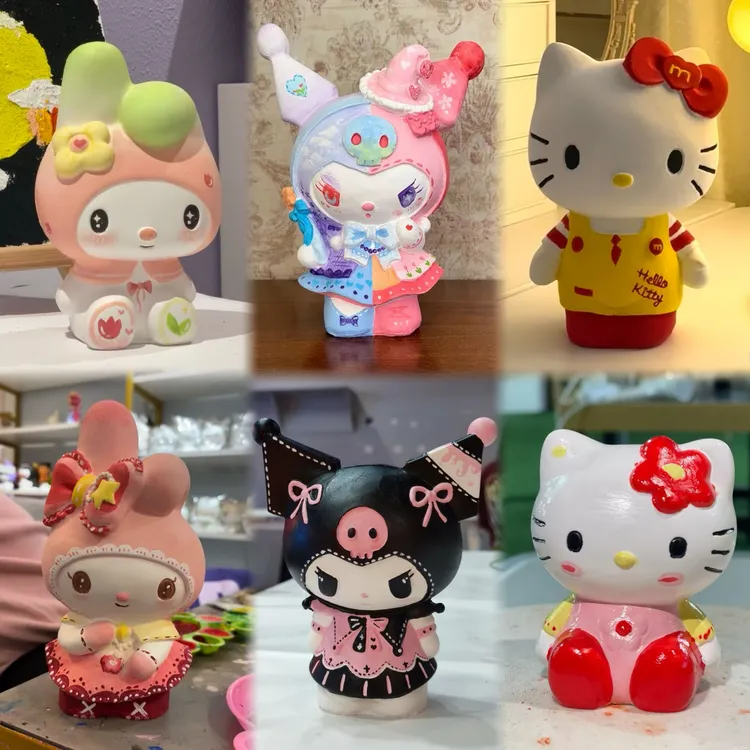 混装石膏娃娃涂色彩绘立体白坯儿童画画玩具涂鸦桌面摆件团建活动