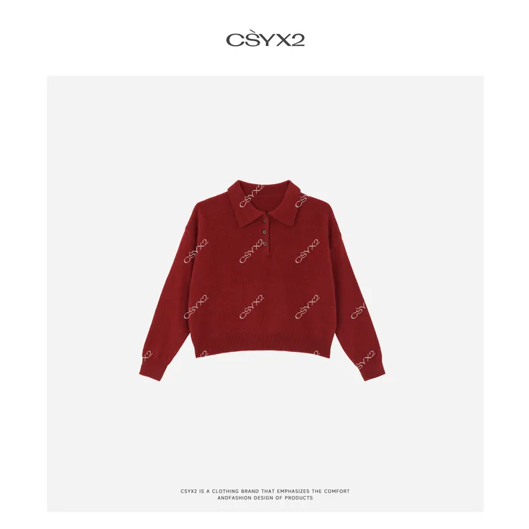 CsyX2-翻领三粒扣毛衫CAQM059