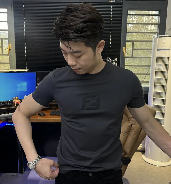 夏季新款短袖休闲T恤男士印花潮流圆领透气男装简约修身款圆领T19