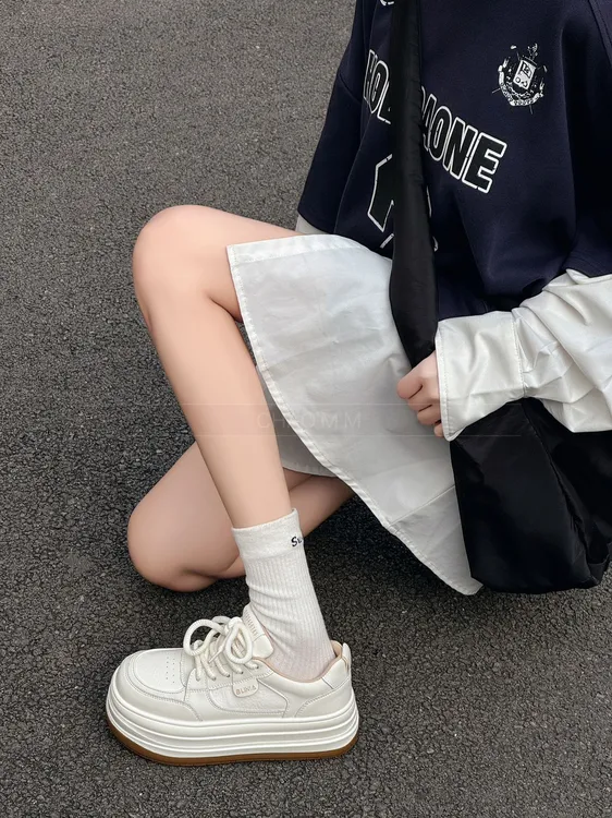 （蓉姐专属）188912（2）米色真皮厚底小白鞋