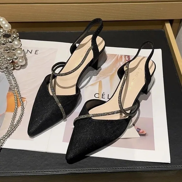 包头凉鞋2025年春夏季时尚气质名媛风单鞋仙女风水钻宴会高跟凉鞋