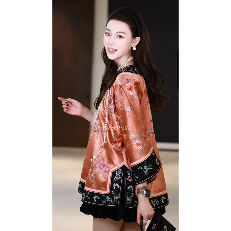 66-【传承/国色芳华】宝儿家含幂BK303825309百蝶花开雏菊牡丹上衣