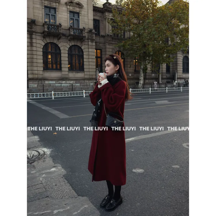 【LIUYI】北平大衣~100羊毛韩系翻领双面呢大衣外套512041