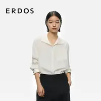 ERDOS 女士精纺丝绒衬衫25年早秋新品女士优雅老钱简约经典白衬衫