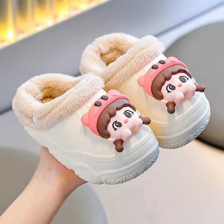 女童棉拖鞋儿童居家防滑防水加绒保暖EVA可拆卸棉套亲子棉鞋2025