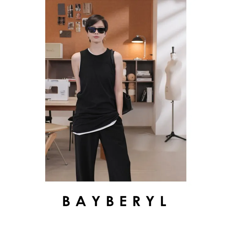 CC10-BAYBERYL老贝长款背心黑白打底百搭夏圆领无袖吊带NT5C1401