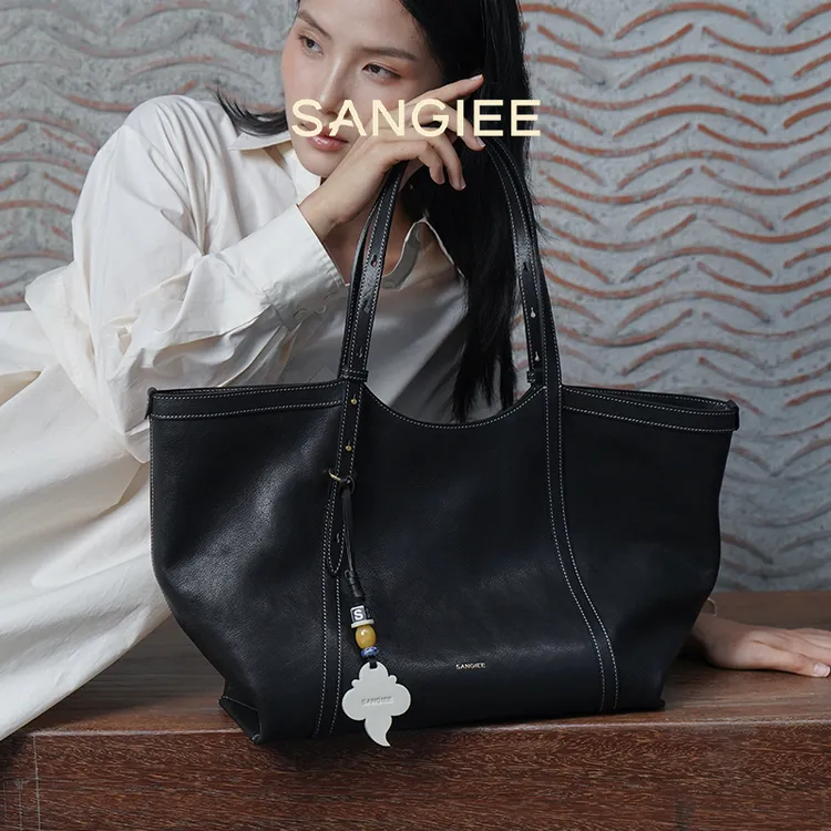 SANGIEE山己纸鹞托特包大容量植鞣牛皮时尚百搭通勤单肩包包女
