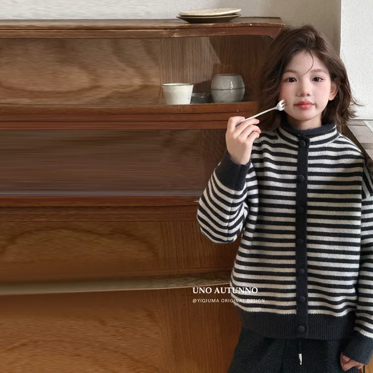 现货「UNO AUTUNNO」【条纹雾语】包芯纱混水貂女童冬毛衣汉服GD2739