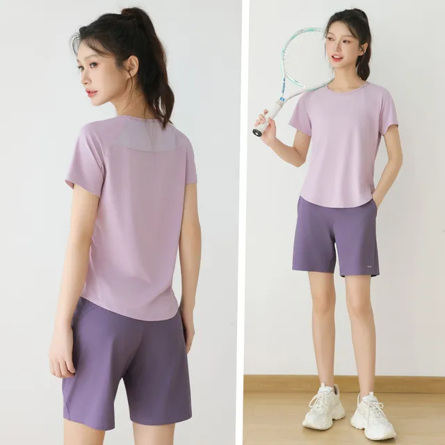 迪卡侬INS专业晨跑步运动套装女健身五分短裤2025新款瑜伽服宽松