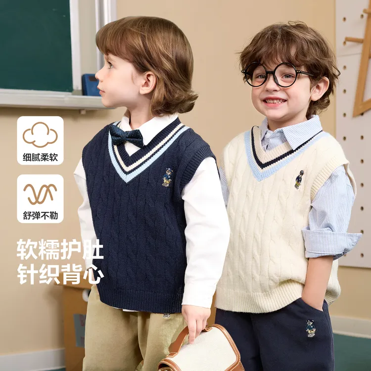 【学院风针织马甲】右欧男童背心毛衣童装儿童宝宝小童秋季潮U16645