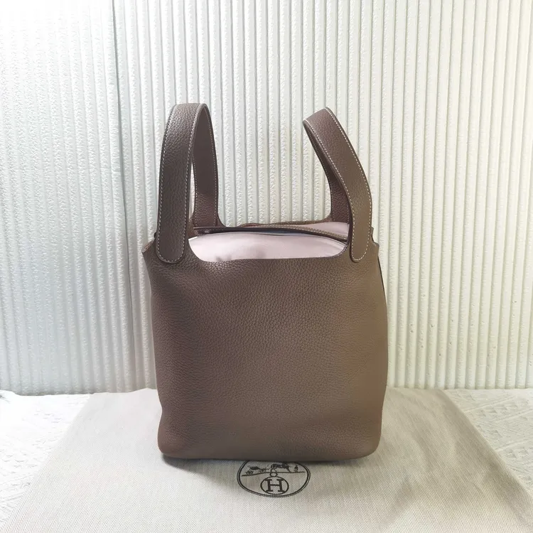 95新 Hermes/爱马仕 Hermes爱马仕22picotin大象灰菜篮子手提包