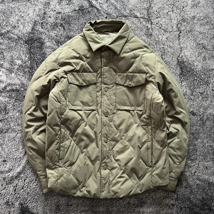 云感轻型90白鸭绒秋冬轻薄衬衫领开衫羽绒服保暖防风工装外套男潮