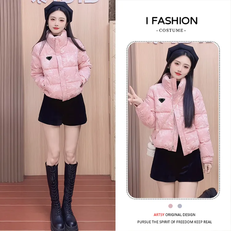 欧货时尚宽松长袖短款棉服女2025冬季新款气质休闲百搭设计感外套