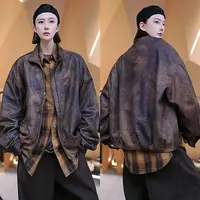 3511  【定制肌理龟裂纹聚酯】秋冬时尚百搭宽松外套  w333-3031