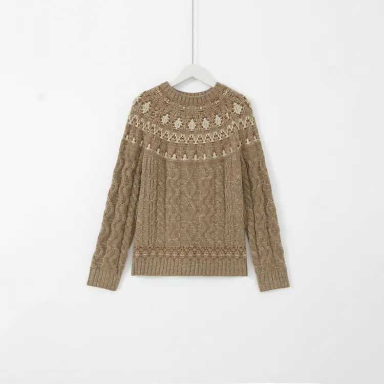 几里与麻 （挪威森林）北欧风提花套头毛织 衣长62胸围106 2111139