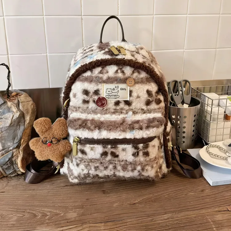 韩系费尔岛风秋冬百搭女包双肩包爆款时尚通勤背包冬季新款大容量