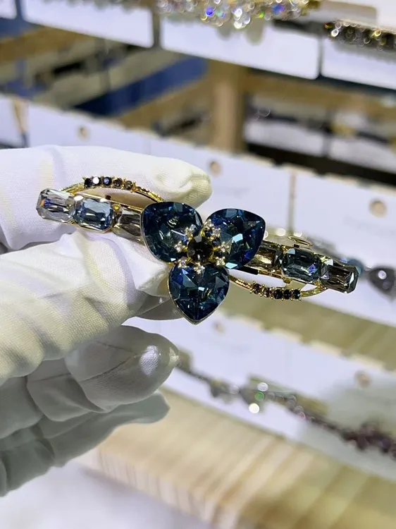 06号6CM轻奢弹簧夹K9钻14K镀金气质时尚韩版发饰头饰可爱重工