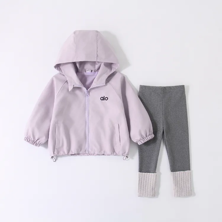 alo女童外套冲锋衣打底裤套装2025新款秋季潮