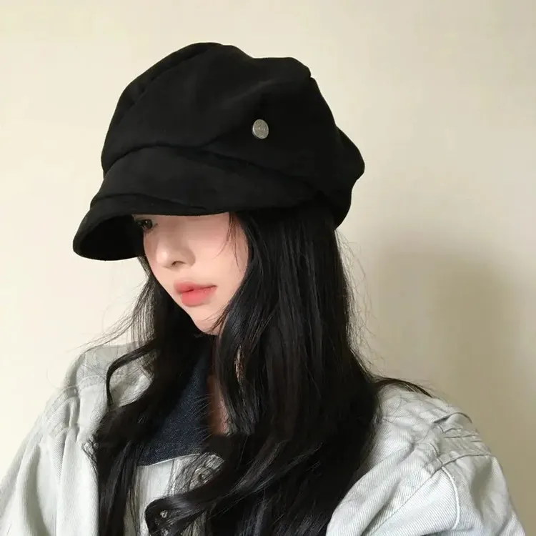 大头围显脸小画家帽英伦风复古贝雷帽日系文艺报童帽百搭棒球帽子