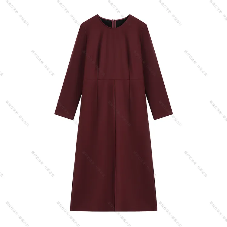 【南油虹姐】秋冬新款气质时尚复古下罢百褶显瘦连衣裙