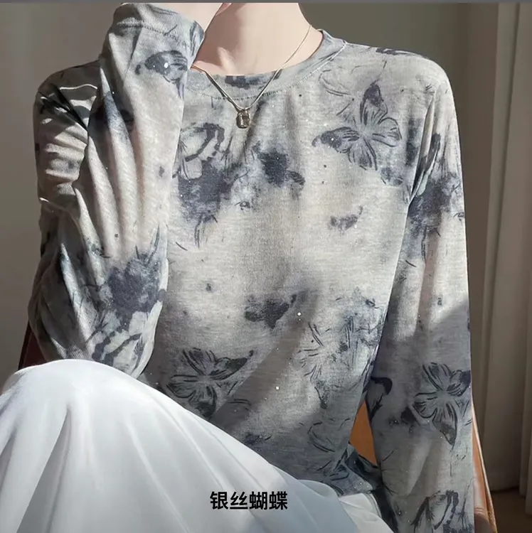 欧货水墨画长袖打底衫