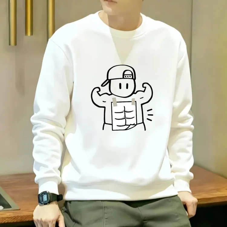 秋冬季新款男士休闲卫衣潮牌创意印花时尚舒适流行长袖上衣服男款