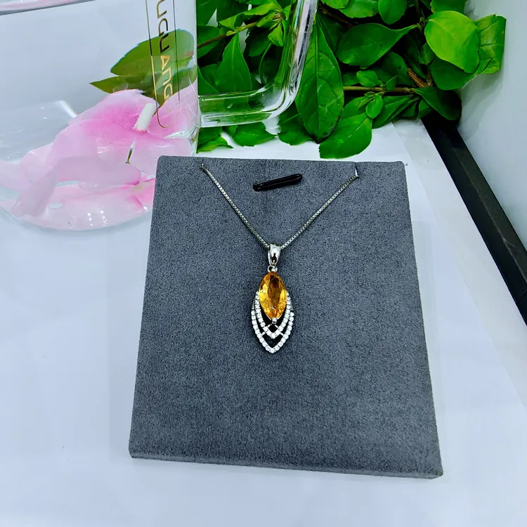 坠链均925银 原创设计925银天外黄水晶项链水滴高级感女神