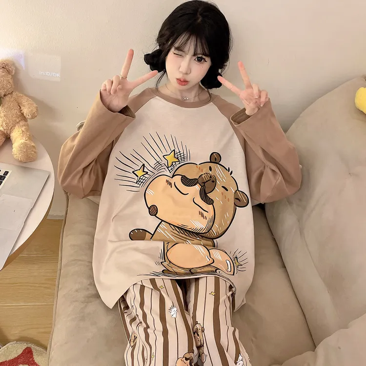 100%全棉睡衣女款爆款2025新款春秋季薄款纯棉长袖胖mm大码家居服