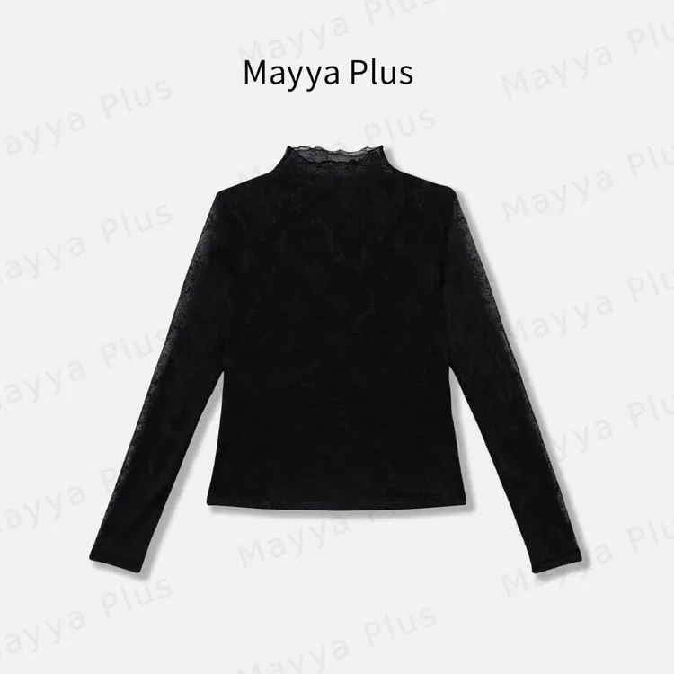 【蕾丝宣言】Mayya Plus麦芽定制气质显瘦流光风打底衫上衣32546312