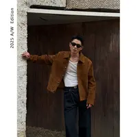 高定 LORDBO 南非进口高奢羊反绒结构分割油边鳄鱼纹真皮皮衣夹克