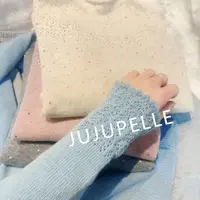 蜜熊绒+绵羊毛~钩花纯色烫钻半高领2025冬季针织衫打底衫女款毛衣