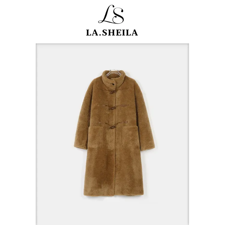 LA.Sheila长款牛角扣暖绒泰迪大衣羽绒服254-YRF/1216-26888