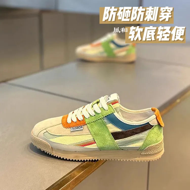 透气鞋子时尚劳保鞋休闲鞋薄款低帮防刺穿防砸民族风韩版平跟