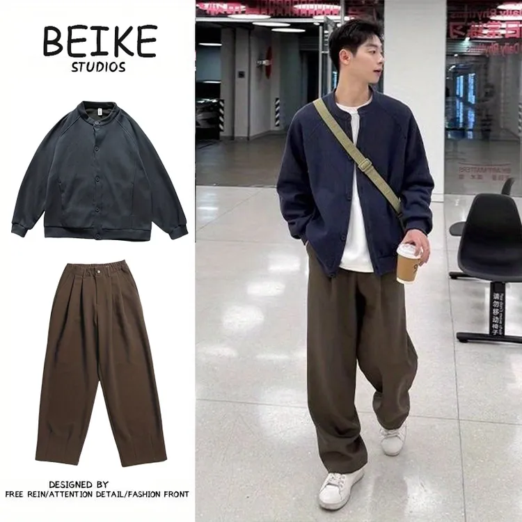 两件装/美式休闲cityboy开衫卫衣春秋男女学生简约长袖外套帅气潮