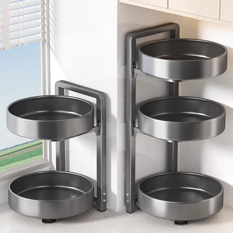 锦绣百年旋转调料置物架厨房调味品架子台面双层转角调料收纳架