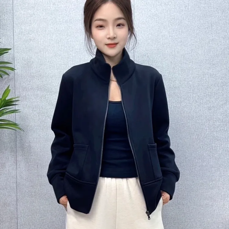 2025冬季新品沙洗莫代尔加绒复合面料柔软轻肤保暖刺绣小标外套