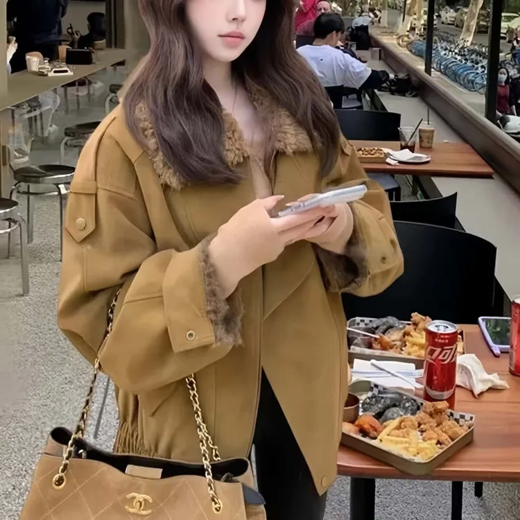 高级感复古毛领洋气外套2025秋冬轻奢老钱风百搭休闲小个子外套女