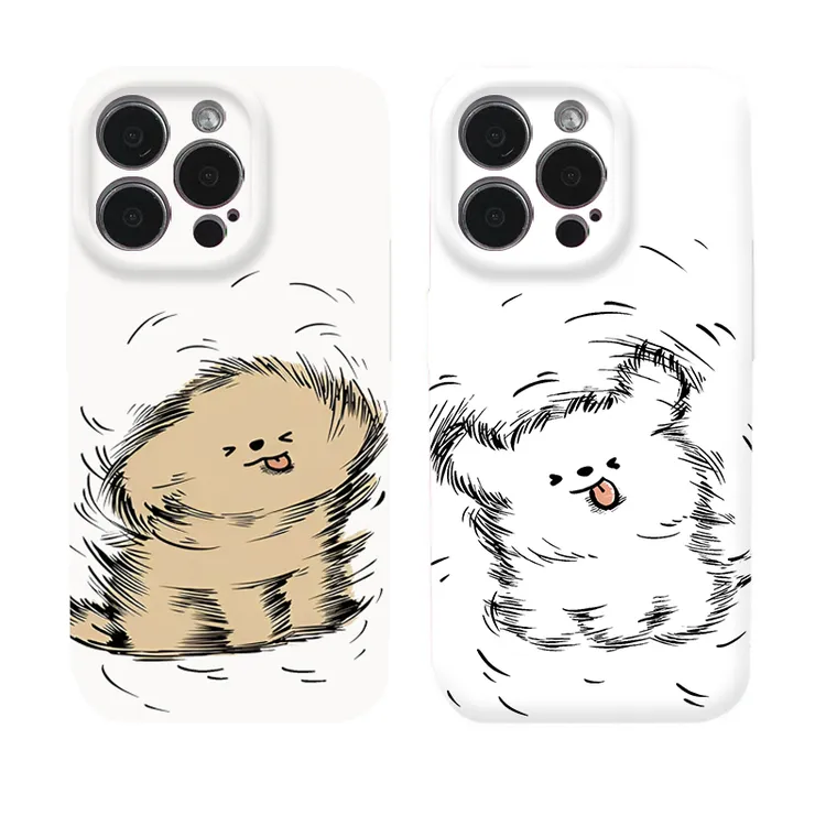 情侣甩头小狗适用苹果17/16promax菲林手机壳华为P70vivo小米oppo