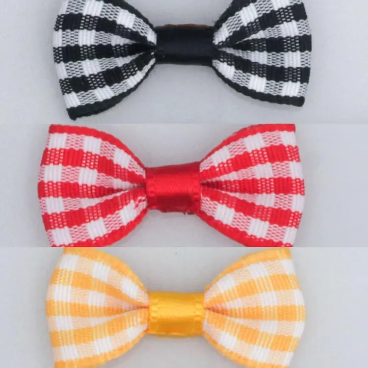 【水晶小店】格子+4厘米蝴蝶结布艺手工diy材料红色配件DIY材料包